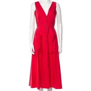 SALONI new with tags red button down v neck dress